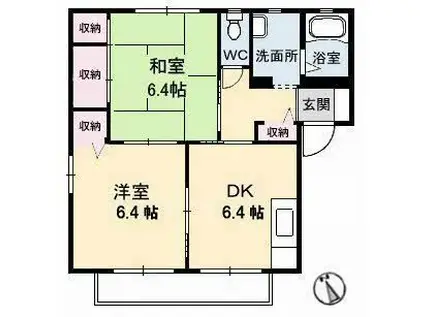 ディアス水畑A棟(2DK/1階)の間取り写真