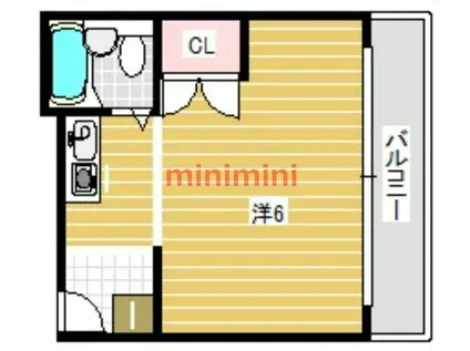 ハイツ茨木(1K/2階)の間取り写真