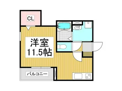 桐ハイツ(ワンルーム/3階)の間取り写真