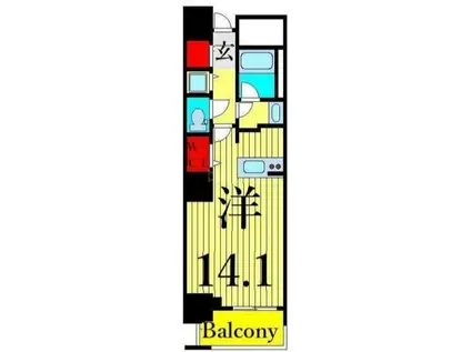 ロイヤルパークスタワー南千住(1K/15階)の間取り写真