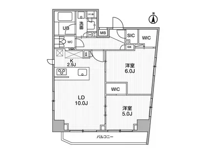 SYFORME西小山(2LDK/5階)の間取り写真