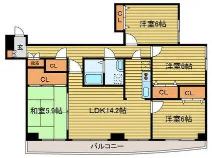 コーポラススプレンダー(4LDK/11階)の間取り写真
