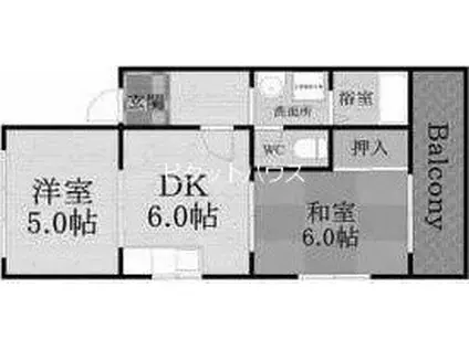 リブ南塚口(2DK/2階)の間取り写真