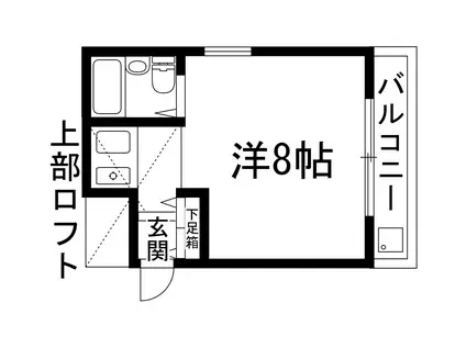 パレス甲東園(ワンルーム/2階)の間取り写真