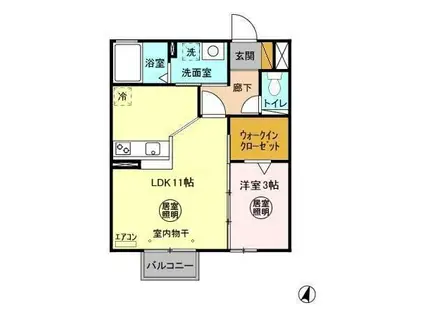 PRINCESSI・II(1LDK/2階)の間取り写真