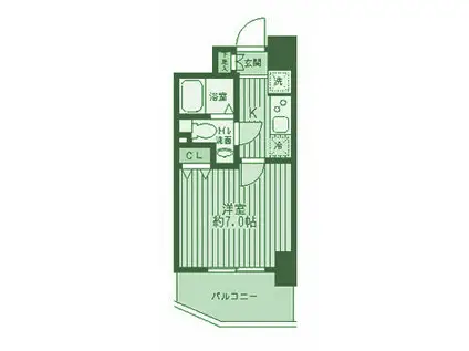 レジディア蒲田(1K/13階)の間取り写真