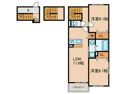 メゾン・デ・クール(2LDK/3階)の間取り写真