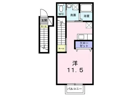 ミッドレジデンス角田(ワンルーム/2階)の間取り写真