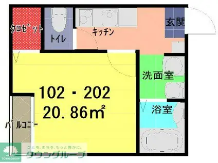 さいたま市見沼区島町AP2(1K/1階)の間取り写真