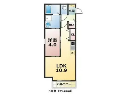 COOKIE(1LDK/2階)の間取り写真