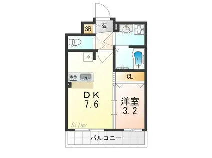 ファステート京都ステーションウォズ(1DK/7階)の間取り写真