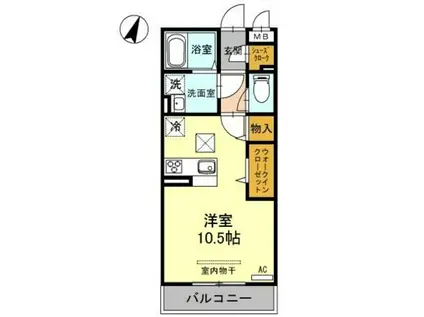 ルシエール氷川(ワンルーム/1階)の間取り写真