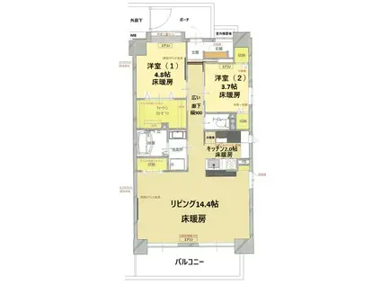 メイツ新小岩(2LDK/9階)の間取り写真