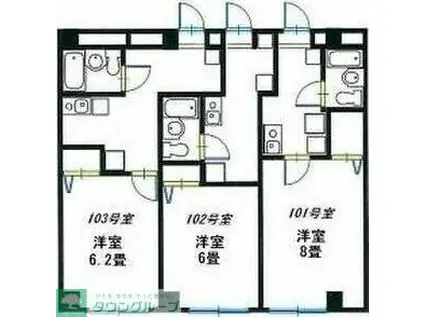 三田クラウンハイツ(1K/1階)の間取り写真