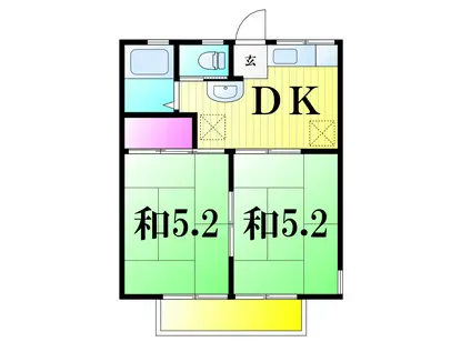 ウイング上本郷(2DK/2階)の間取り写真