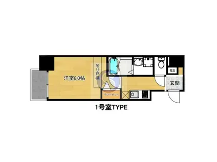 セレニテ本町ROJI 02(1K/9階)の間取り写真