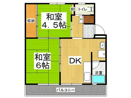 ビレッジハウス和気2号棟(2DK/4階)の間取り写真