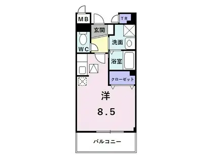 ウエスビュー(ワンルーム/1階)の間取り写真