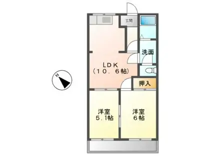 ガーデンロイヤル(2LDK/1階)の間取り写真