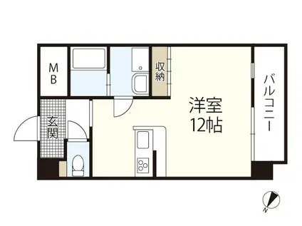 CALMNESS FUCHU(ワンルーム/1階)の間取り写真