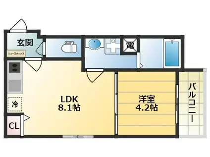 GRANCLASS八尾恩智(1LDK/1階)の間取り写真