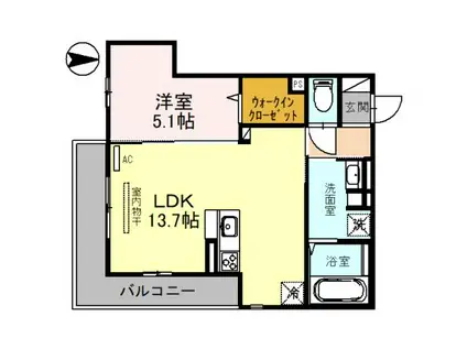 CRECER三田(1LDK/2階)の間取り写真