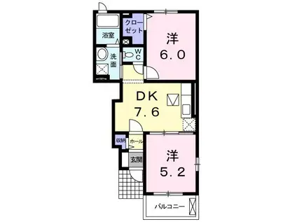 メゾンドフラン イシカラA(2DK/1階)の間取り写真