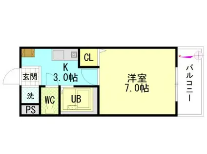 ソレイユ寺井(1K/3階)の間取り写真