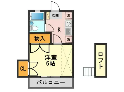 カームハイツII(1K/1階)の間取り写真