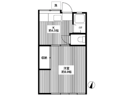 ハイム宮仲(1K/1階)の間取り写真