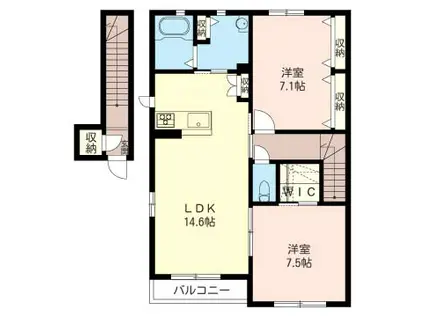 フロントマーレA(2LDK/2階)の間取り写真