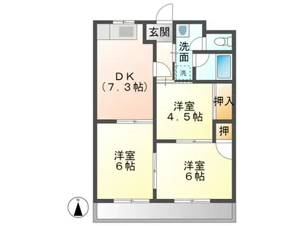 レジデンス城西(3DK/2階)の間取り写真