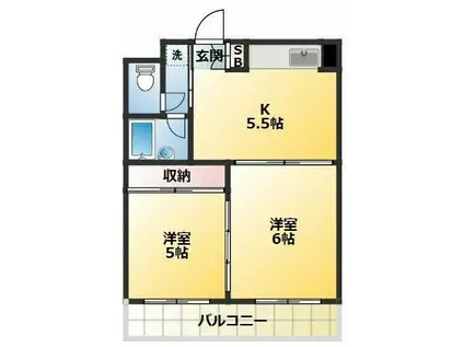 エステートマリン(2DK/4階)の間取り写真