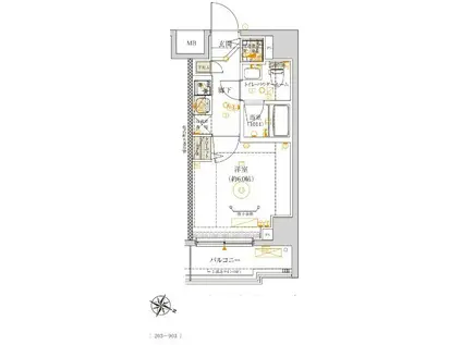 ベルシード横濱吉野町マキシヴ(1K/9階)の間取り写真