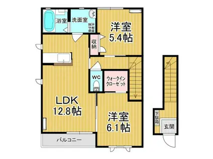 メゾン・ボヌールC棟(2LDK/2階)の間取り写真