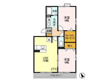 FERME(2LDK/2階)の間取り写真