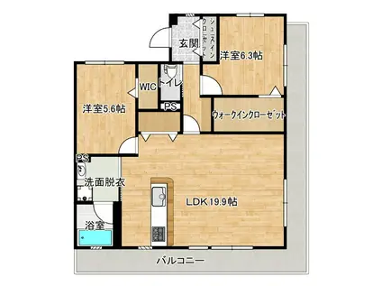 PARQUENTE(2LDK/3階)の間取り写真