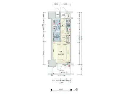 プレサンスザ神戸(1K/6階)の間取り写真