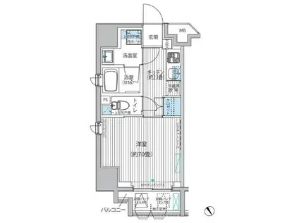 サイプレス御成門(1K/7階)の間取り写真