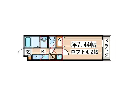 カオール柏木(1K/1階)の間取り写真