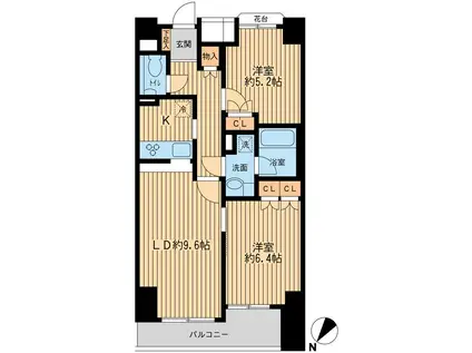 日本橋ファーストレジデンス(2LDK/11階)の間取り写真