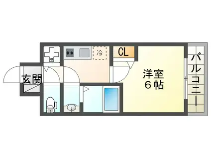 エスリードレジデンスグラン神戸三宮シティ(1K/10階)の間取り写真