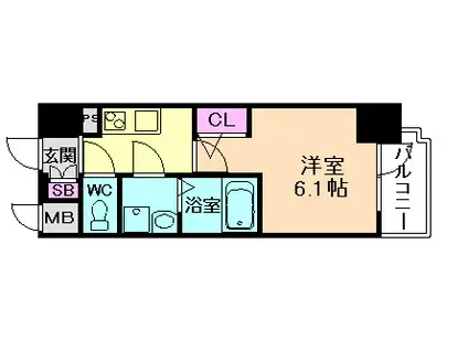 エスリード大阪プライムゲート(1K/9階)の間取り写真