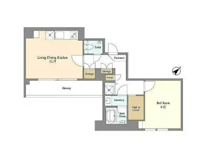 HF目黒(1LDK/6階)の間取り写真