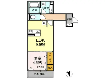 ISOKAZE(1LDK/2階)の間取り写真