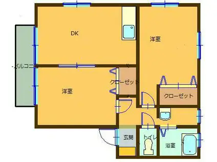 サンロイヤル(2DK/1階)の間取り写真