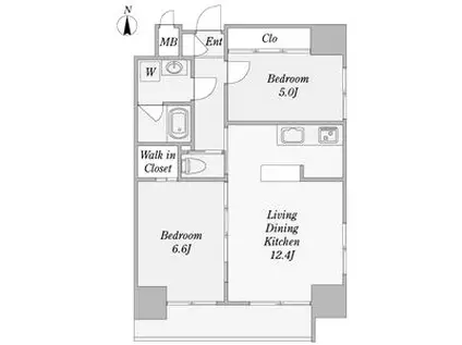 ソレアードテラス葵(2LDK/7階)の間取り写真