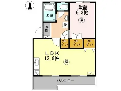 ロイヤルマンション2号棟(1LDK/3階)の間取り写真
