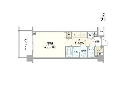 クオリア南麻布(1K/5階)の間取り写真