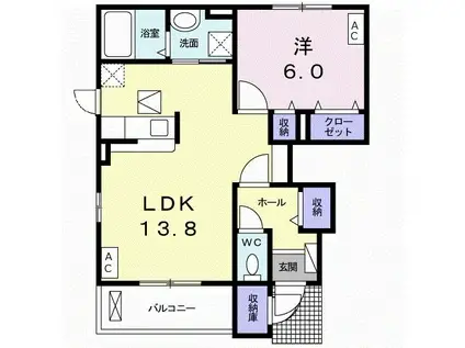フラッツパティII(1LDK/1階)の間取り写真